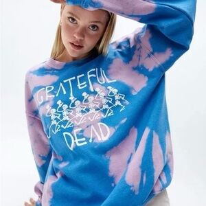 Grateful Dead Blue and Pink Tie-Dye Sweatshirt